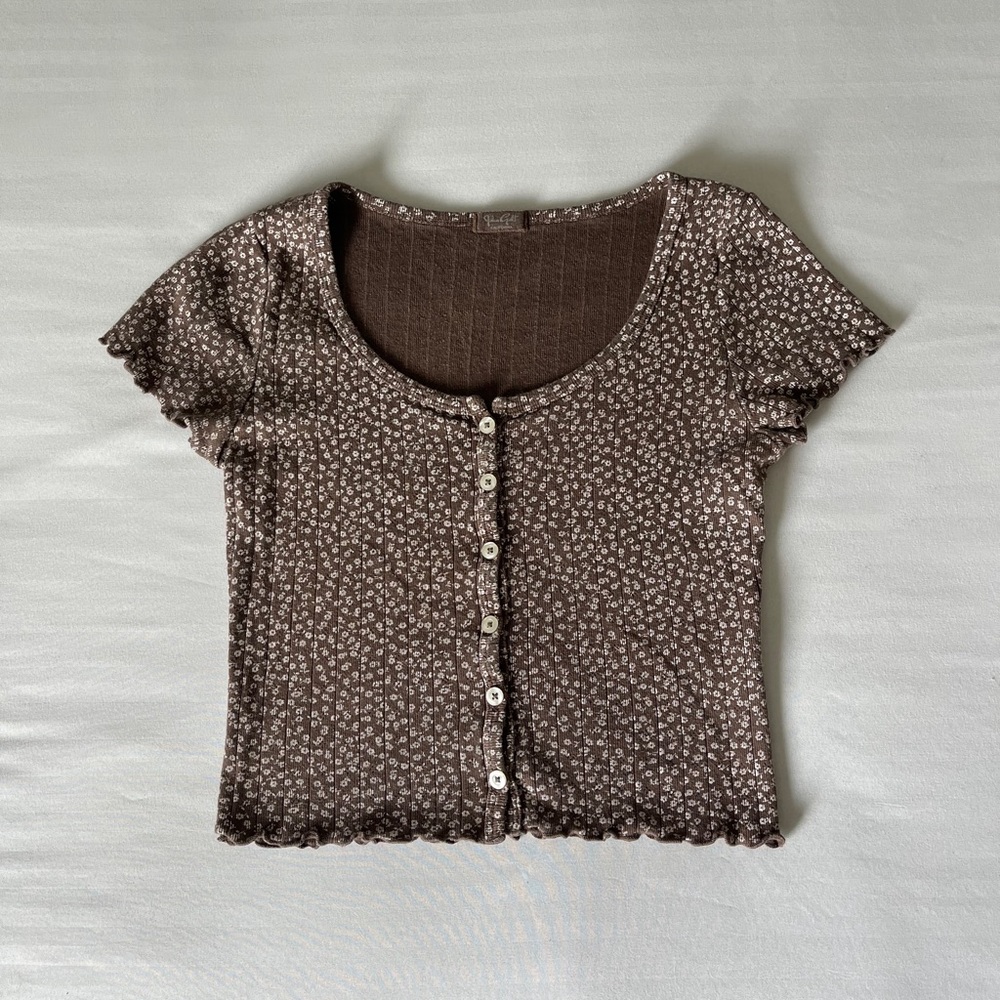 Brown Floral Brandy Melville Top